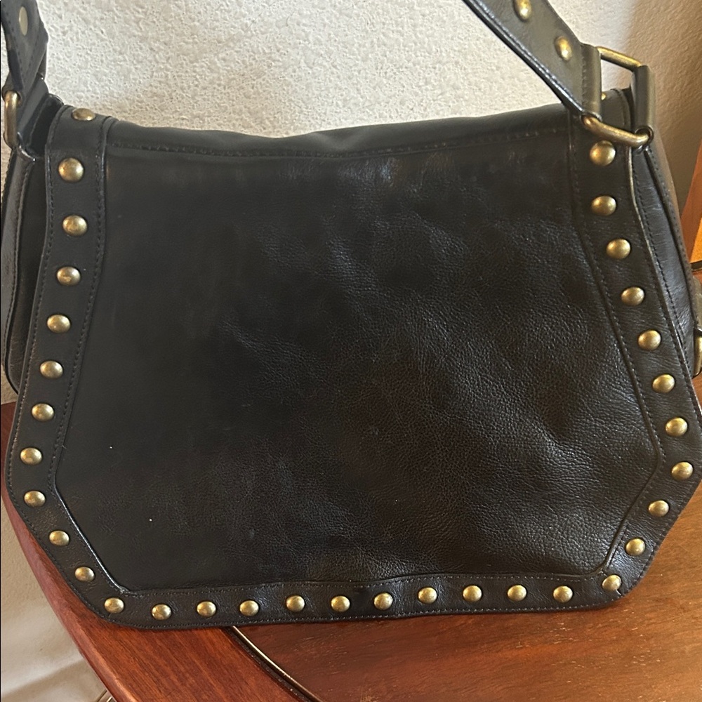 Kate Landry Black Studded Leather Shoulder Bag - Picture 9 of 9